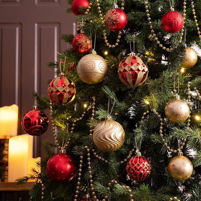 Valery Madelyn Weihnachtskugeln 16 Stück 8CM Rot Golden