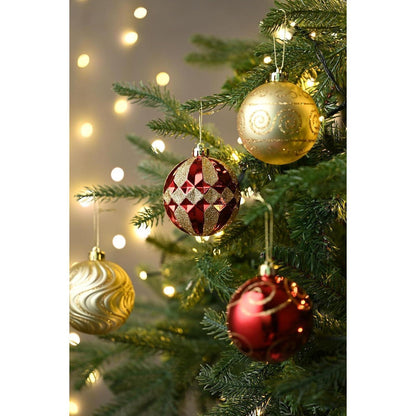 Valery Madelyn Weihnachtskugeln 16 Stück 8CM Rot Golden