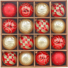16er Set Kunststoff Weihnachtskugeln Christbaumschmuck rot-golden