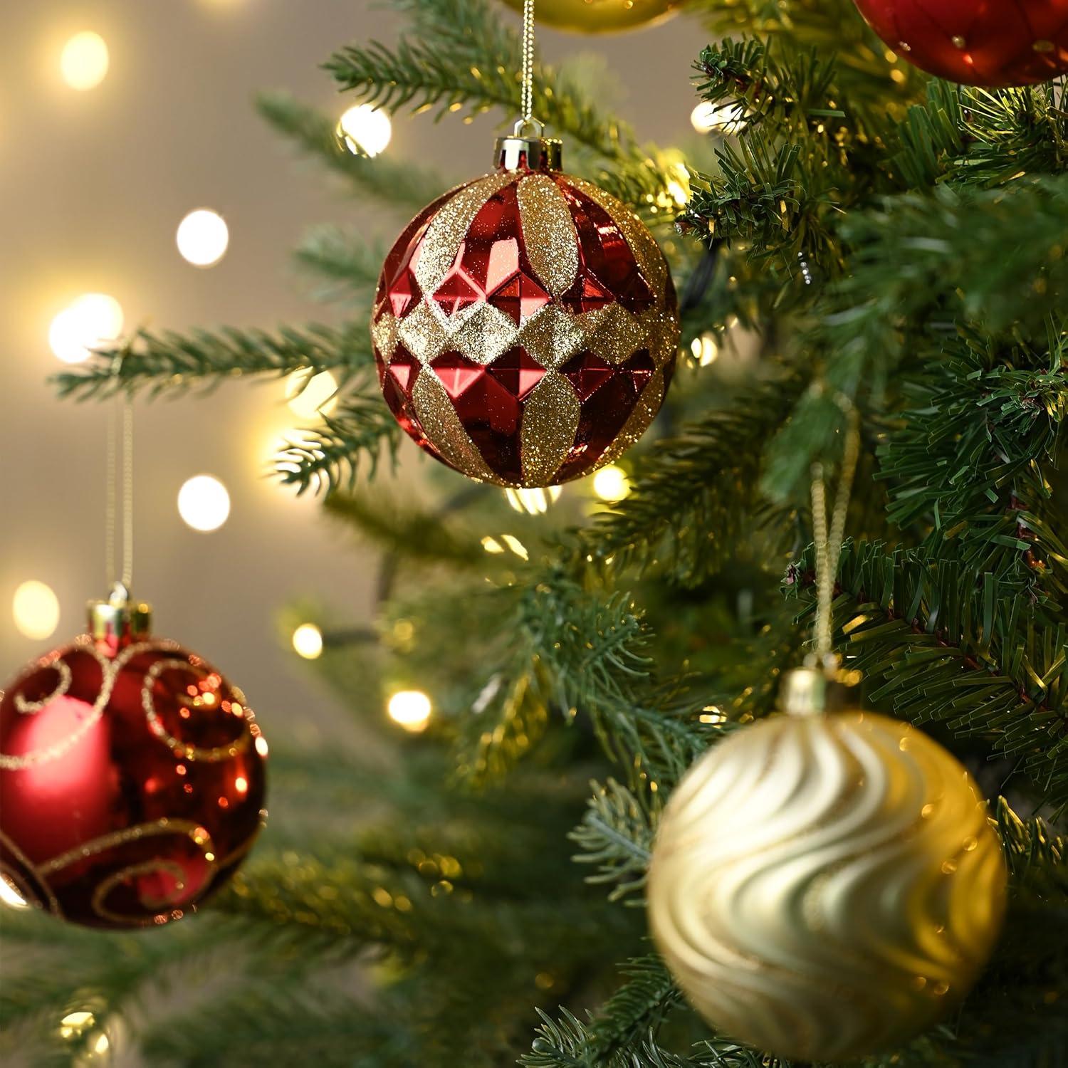 Valery Madelyn Weihnachtskugeln 16 Stücke 8CM Rot Golden Baumschmuck
