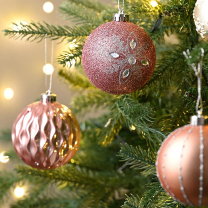 Weihnachtskugeln bruchsicherer Kunststoff 8 cm Roségold 16 Stück