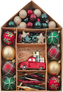 Weihnachtskugeln Kunststoff Set 70tlg. Weihnachtsdeko Landstraße Rot