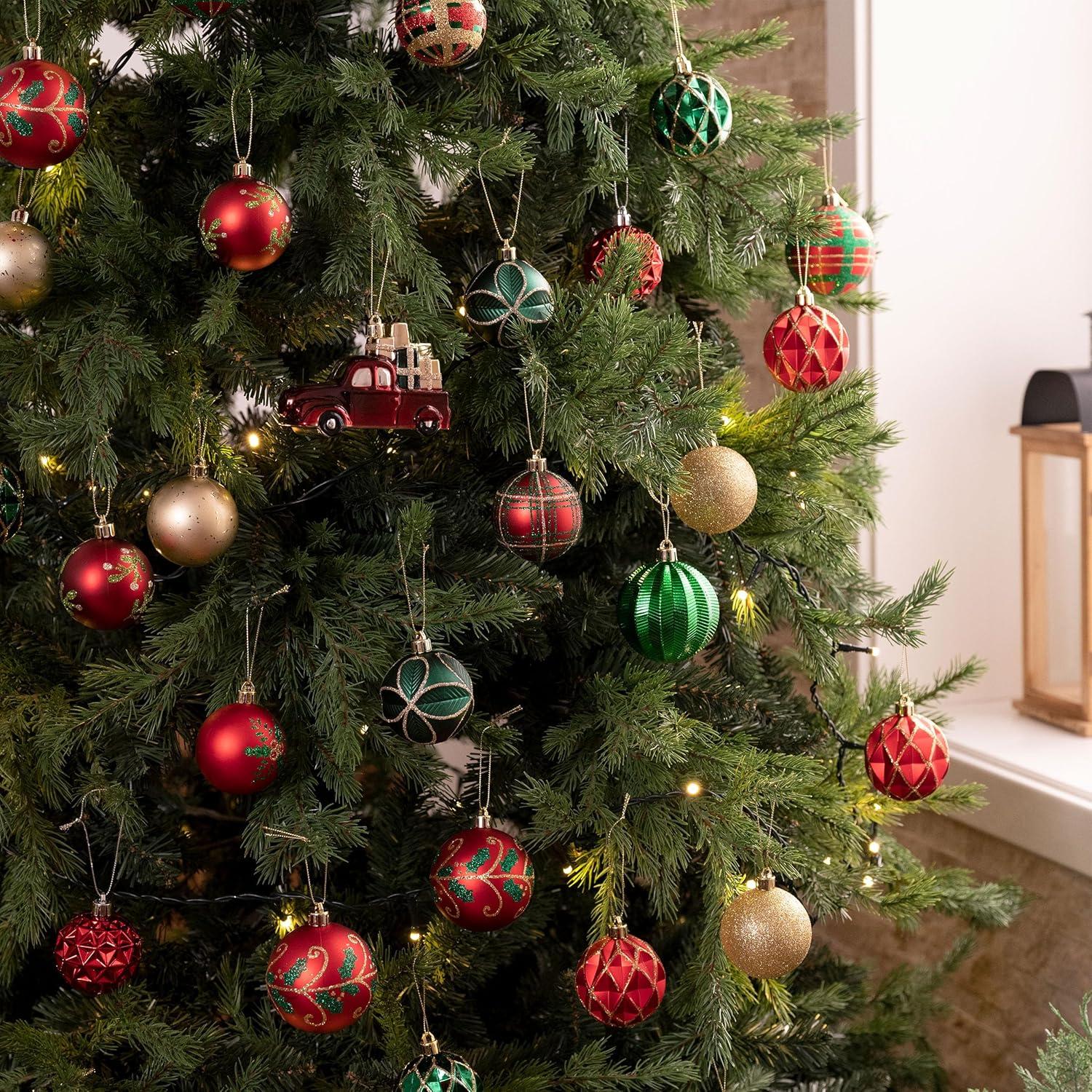 Weihnachtskugeln Kunststoff Set 70tlg. Weihnachtsdeko Landstraße Rot