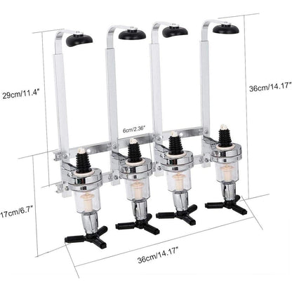 Wand Schnapsspender 4 Fach Spirituosen Dosierer Bar Zubehör