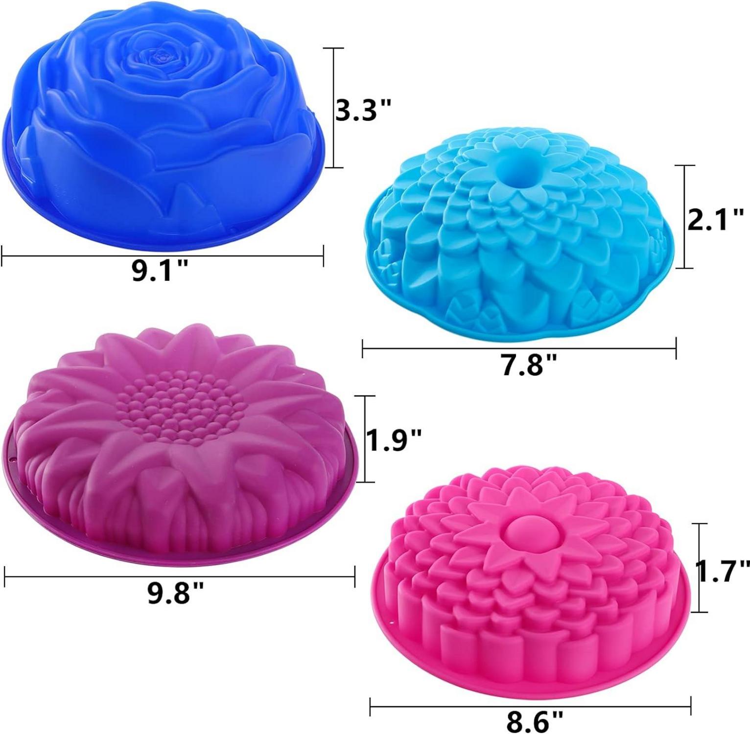 4er Set Silikon-Backformen in Blumenform 25cm 23cm 22cm 20cm