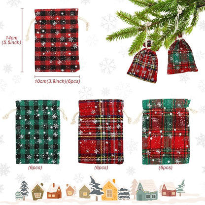 Stoffbeutel Adventskalender 24 Stück Weihnachten