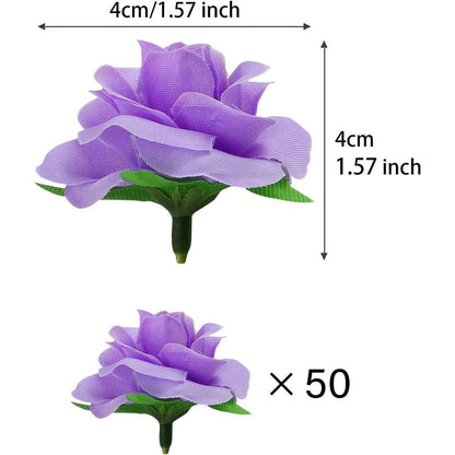 Künstliche Rosenköpfe 50 Stück Violett Ø 4cm für Deko & Basteln