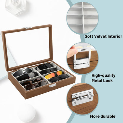 Brillen Sonnenbrillen Organizer Aufbewahrungsbox Holzfarbe