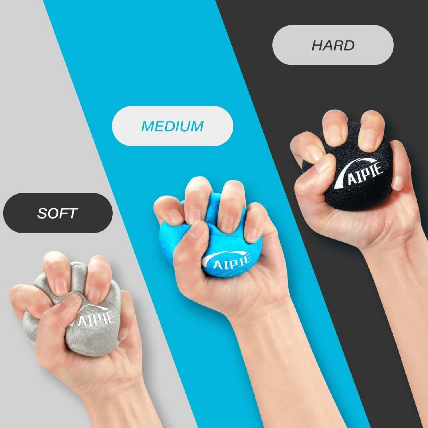 Handtrainer 3er Set Massageball Griffbälle 10-30 Pfund Grau Blau Schwarz