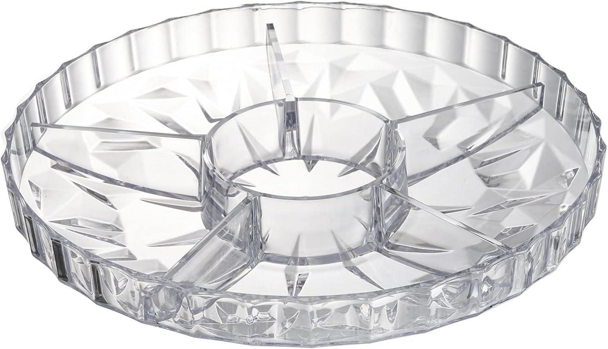 ZOOFOX Snack-Serviertablett mit Deckel, 6 Fächer, Kunststoff, transparent