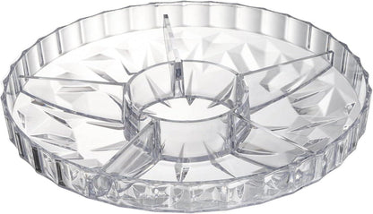 ZOOFOX Snack-Serviertablett mit Deckel, 6 Fächer, Kunststoff, transparent