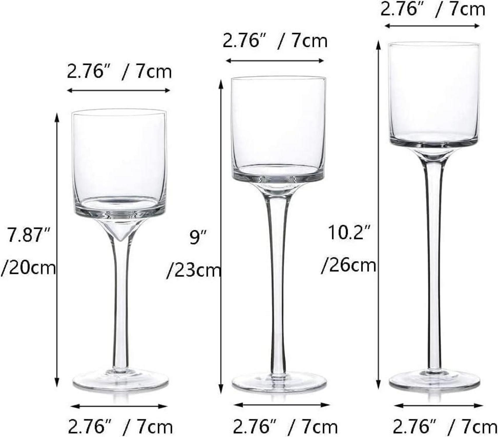 Teelichthalter Glas Kerzenständer Kerzenhalter 3er Set 20/23/26cm