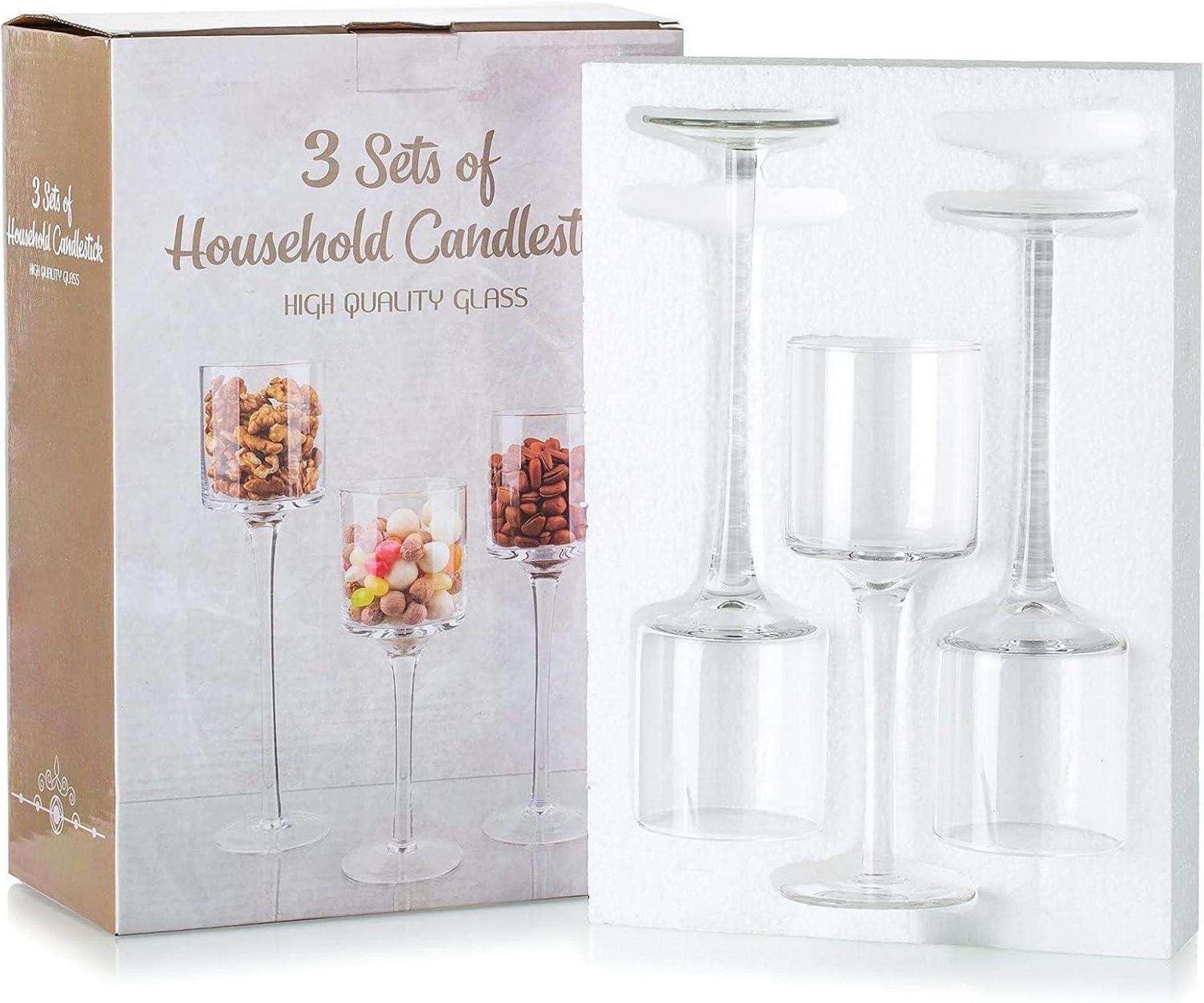 Teelichthalter Set Glas Kerzenständer Kerzenhalter 3er Hoch Party Hochzeit