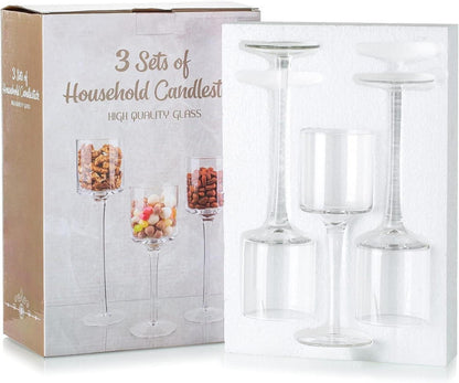 Teelichthalter Set Glas Kerzenständer Kerzenhalter 3er Hoch Party Hochzeit