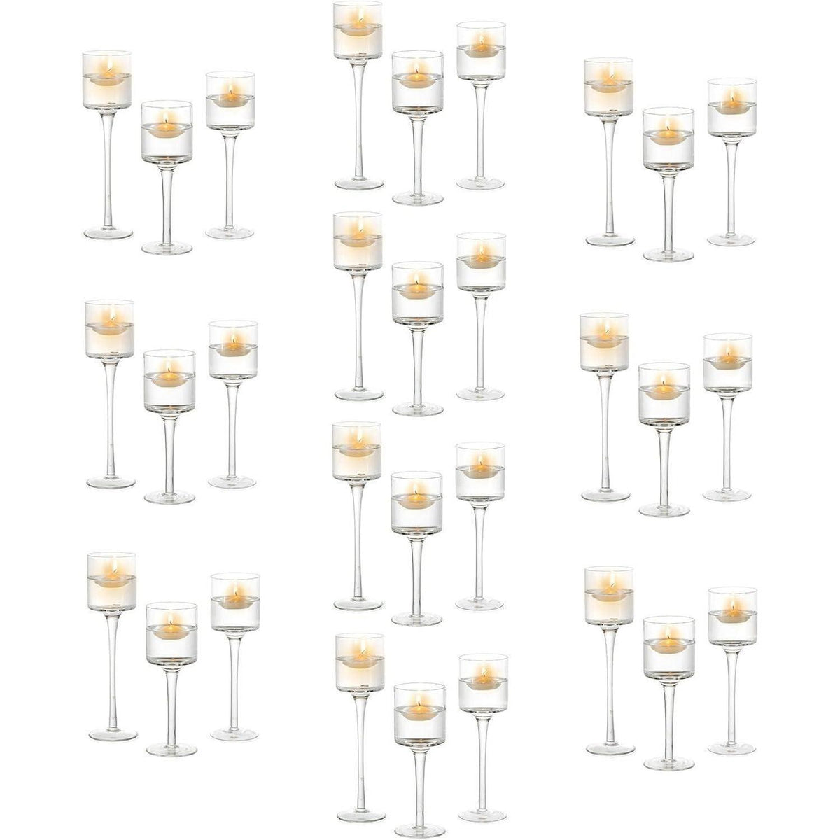 Teelichthalter Glas 30er Set 20/23/26cm Kristallklar