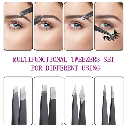 Professionelles 6tlg Pinzetten Set mit Ledertasche