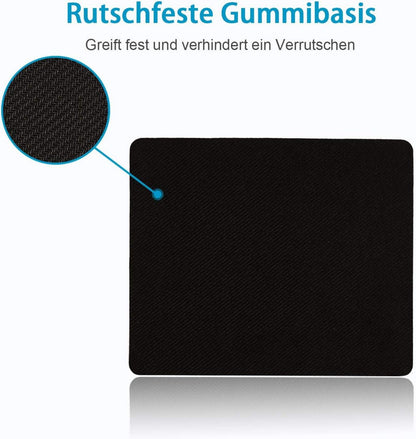 Kleines Schwarzes Mauspad 24 x 20 cm rutschfest waschbar ultra glatt