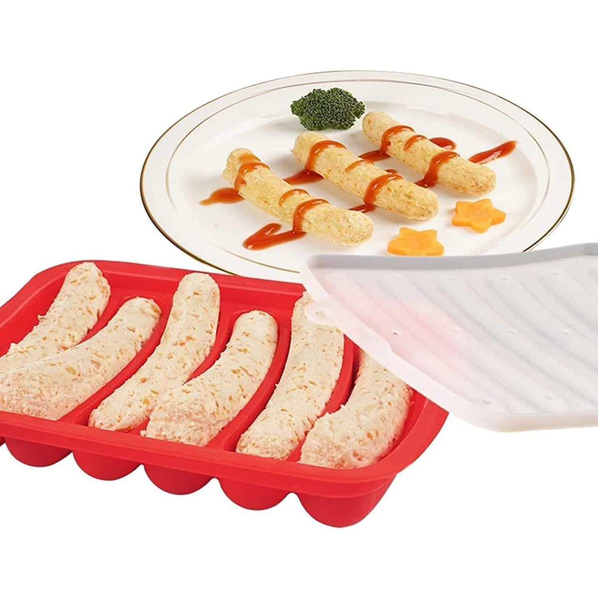 Silikon Wurstform 2er-Set mit Deckel für Hot Dogs & Würste