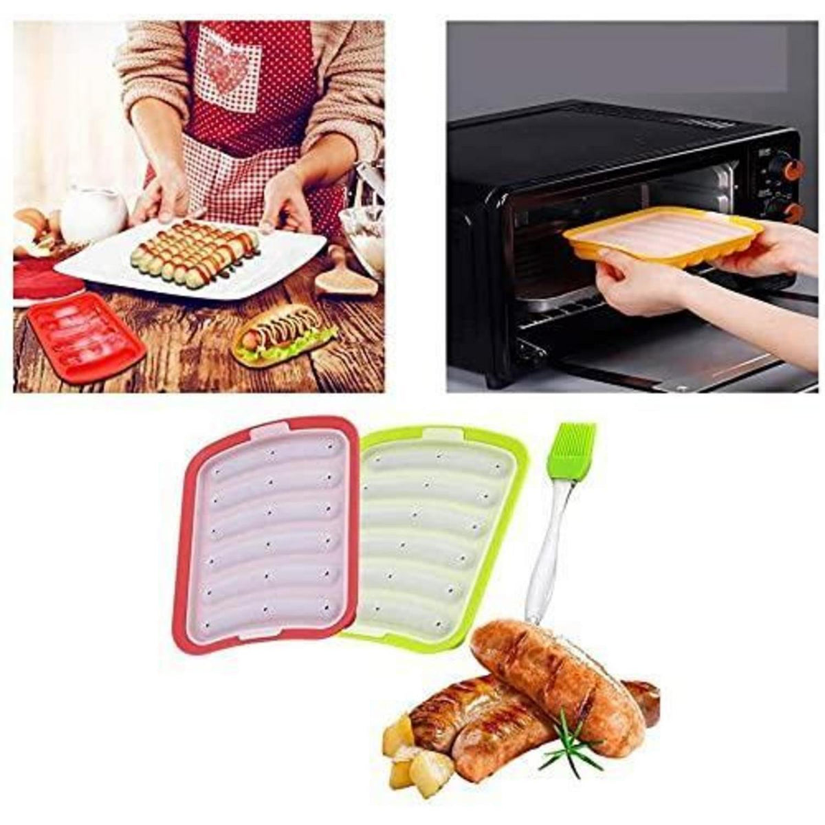 Silikon Wurstform 2er-Set mit Deckel für Hot Dogs & Würste