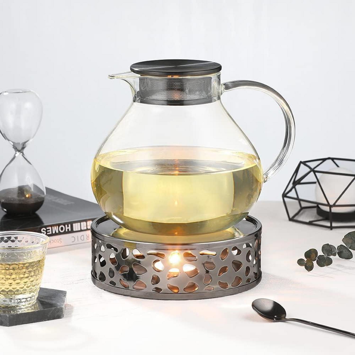 ecooe Stövchen aus Edelstahl mit Teelichthalter für Teekanne - Kaffeewärmer Edelstahl Grau