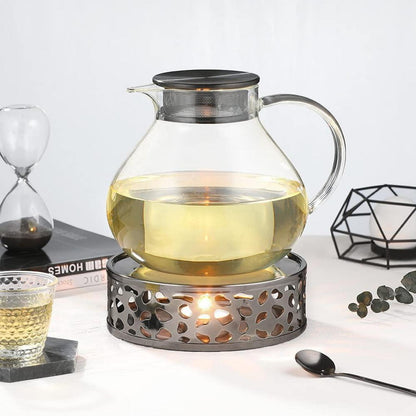 ecooe Stövchen aus Edelstahl mit Teelichthalter für Teekanne - Kaffeewärmer Edelstahl Grau