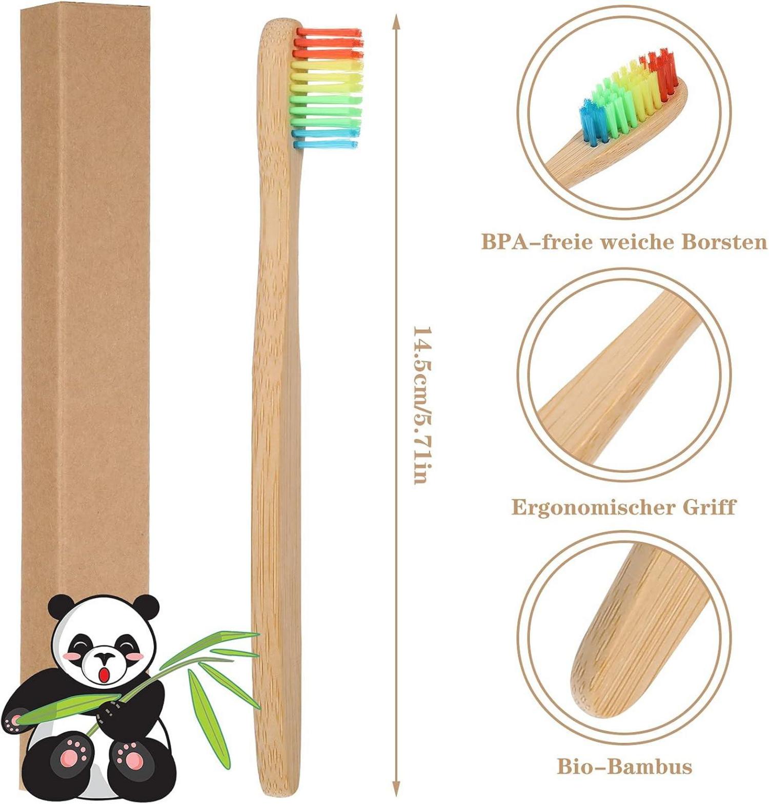 10er Pack Bambus Zahnbürsten für Kinder, Weiche