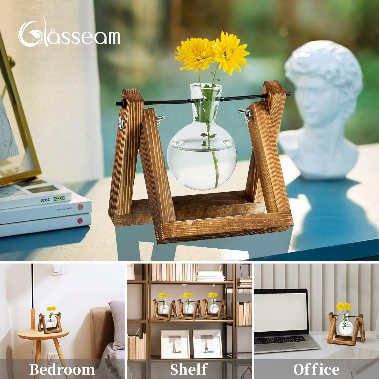 Vermehrungsstation Pflanzen Upgrade Zwiebel Vase Holzständer Glas Blumentopf Vintage Home Office