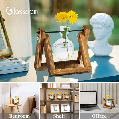 Vermehrungsstation Pflanzen Upgrade Zwiebel Vase Holzständer Glas Blumentopf Vintage Home Office