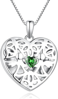 925 Sterling Silber Herz Foto Medaillon Schutzengel Kette Zirkonia