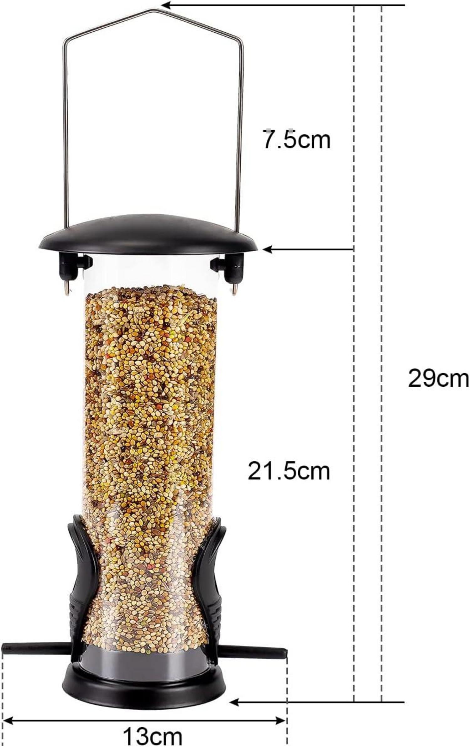Vogelfuttersäule mit 2 Futterständern und 21,5 cm Transparentrohr