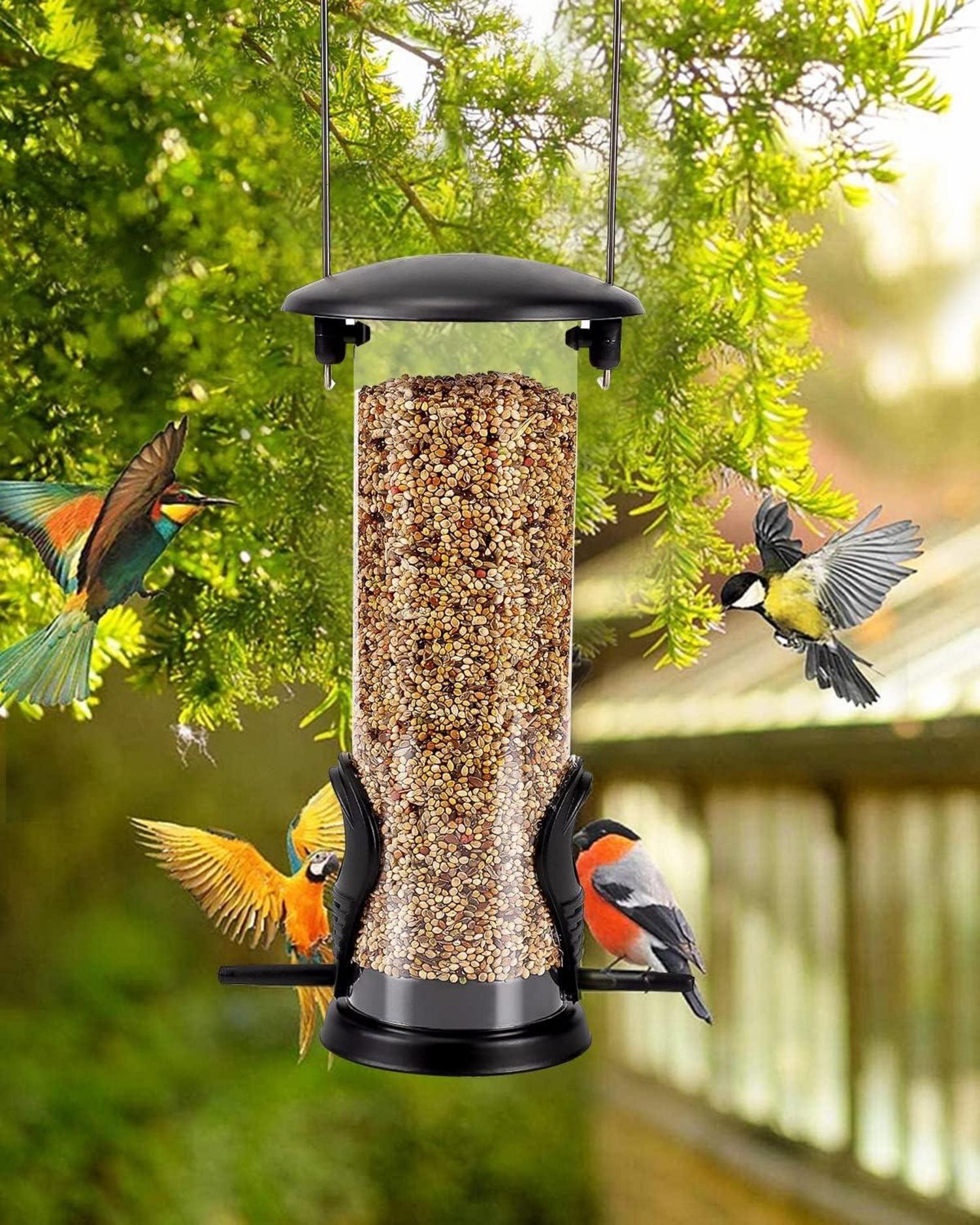 Vogelfuttersäule 21,5cm Futterhaus mit 2 Futterständern