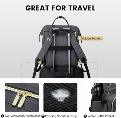 LOVEVOOK Damen Rucksack Wasserdicht 17 Zoll USB Ladeanschluss Uni Arbeit