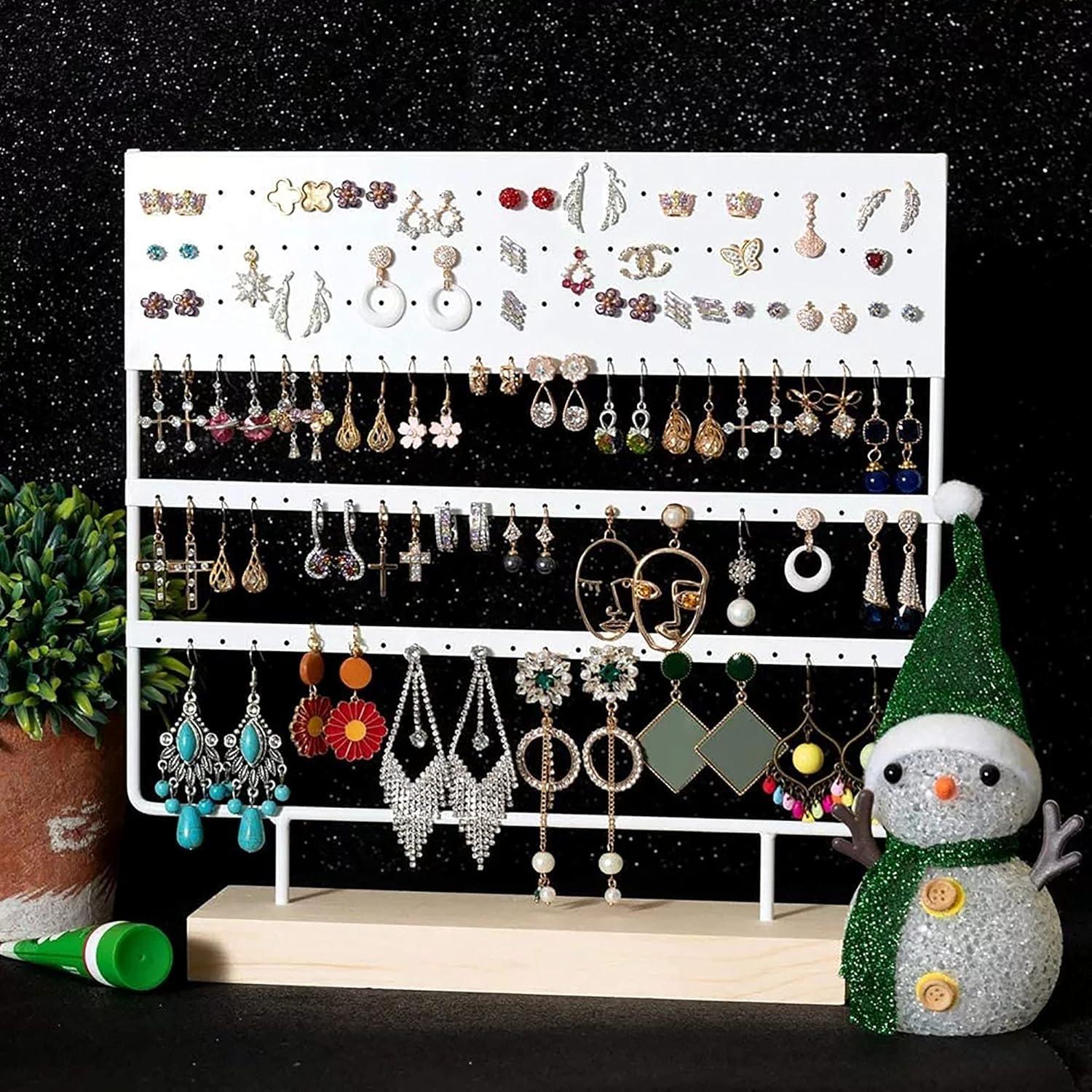 Ohrring Organizer Schmuckdisplay Aufbewahrungsständer mit Holzsockel