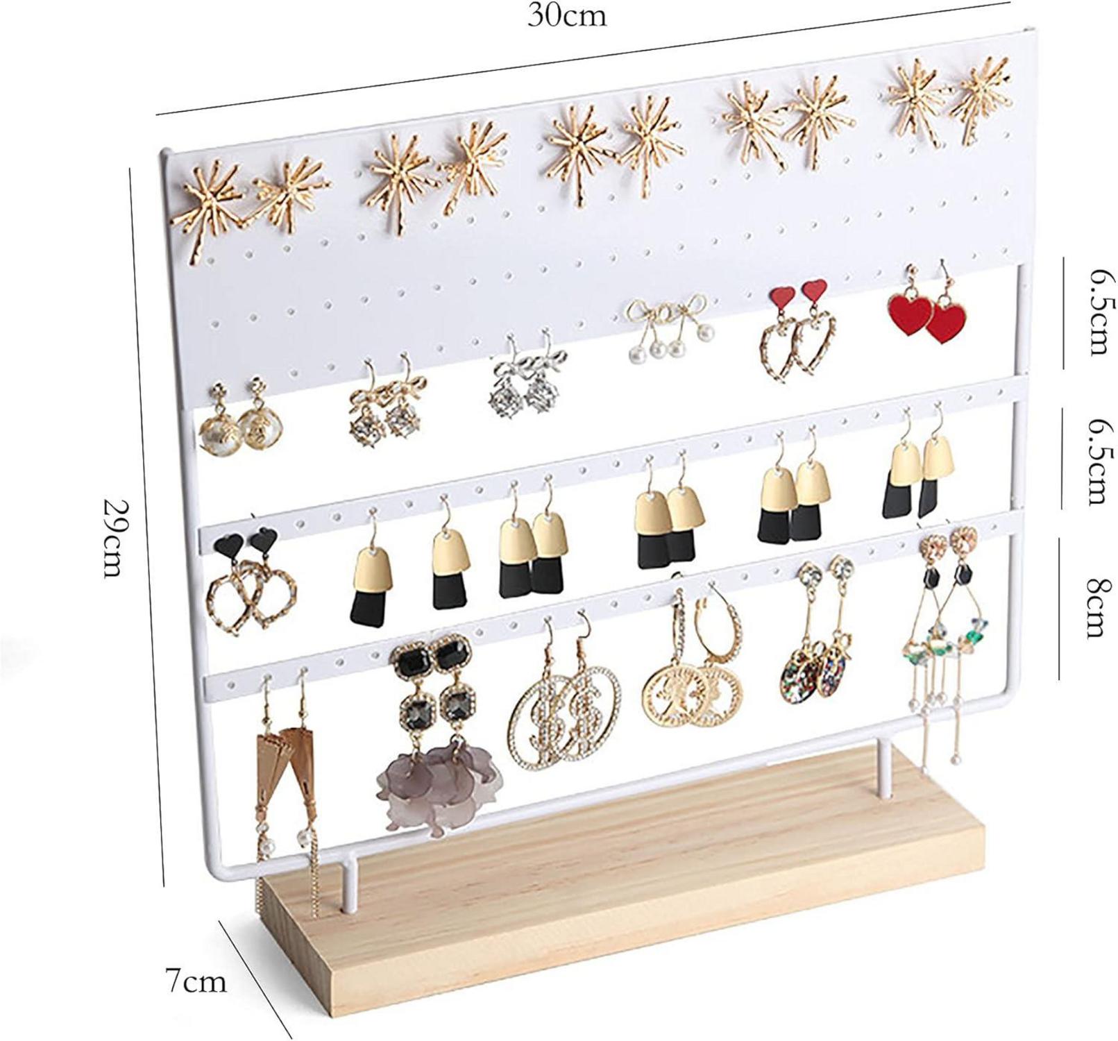 Ohrring Organizer Schmuck Display Aufbewahrungsständer mit Holzsockel - 144 Löcher
