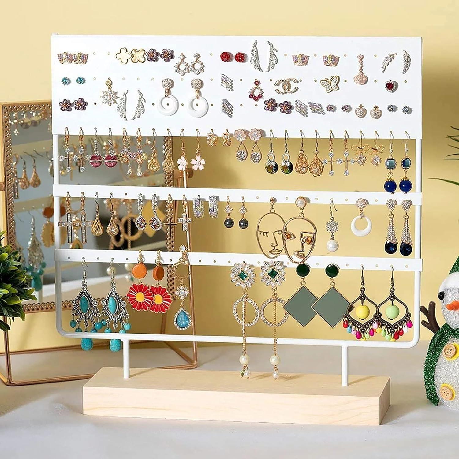 Ohrring Organizer Schmuck Display mit Holzsockel 144 Löcher