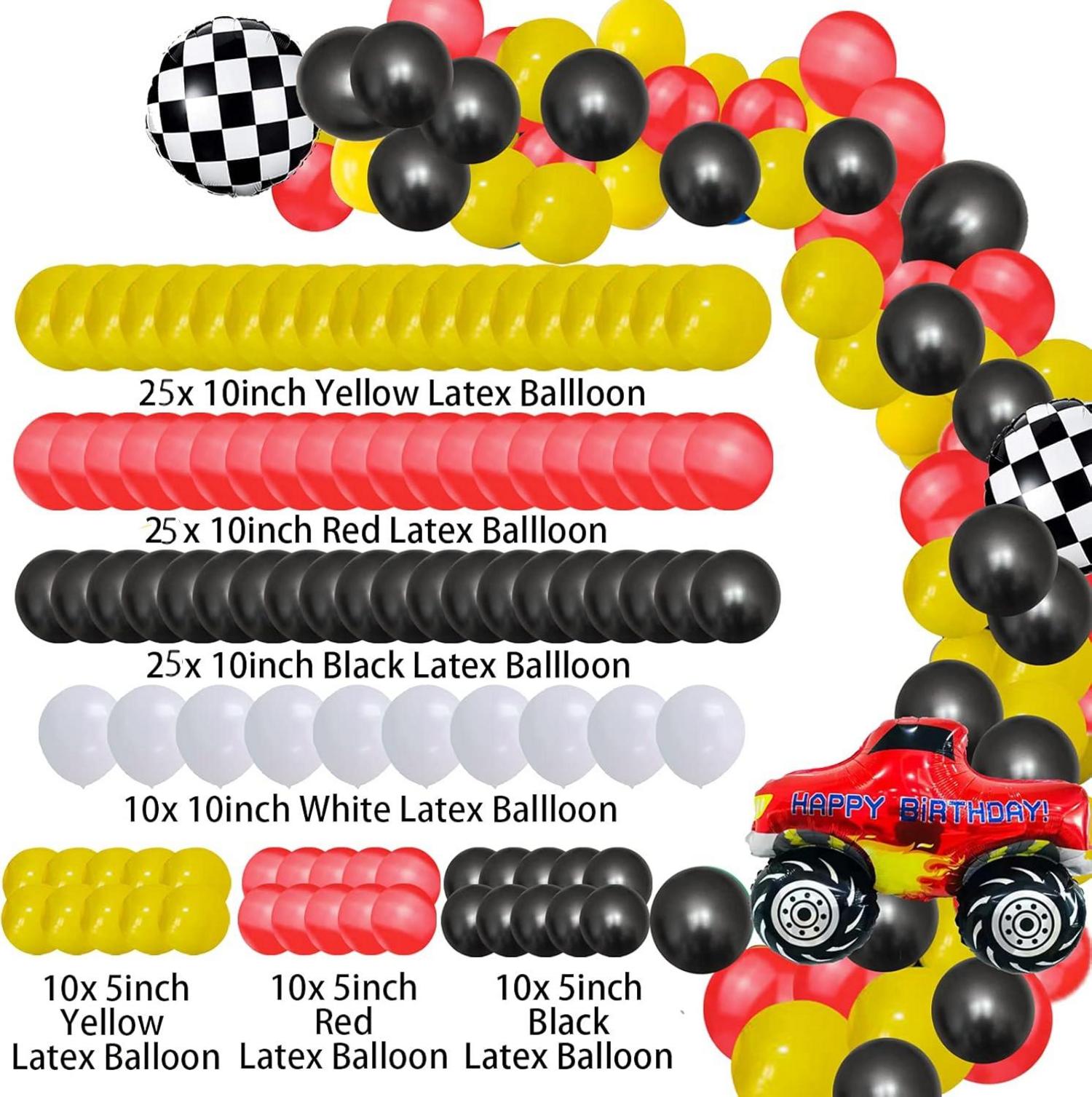 Rennwagen Geburtstagsfeier Deko Set Monster Truck Ballons