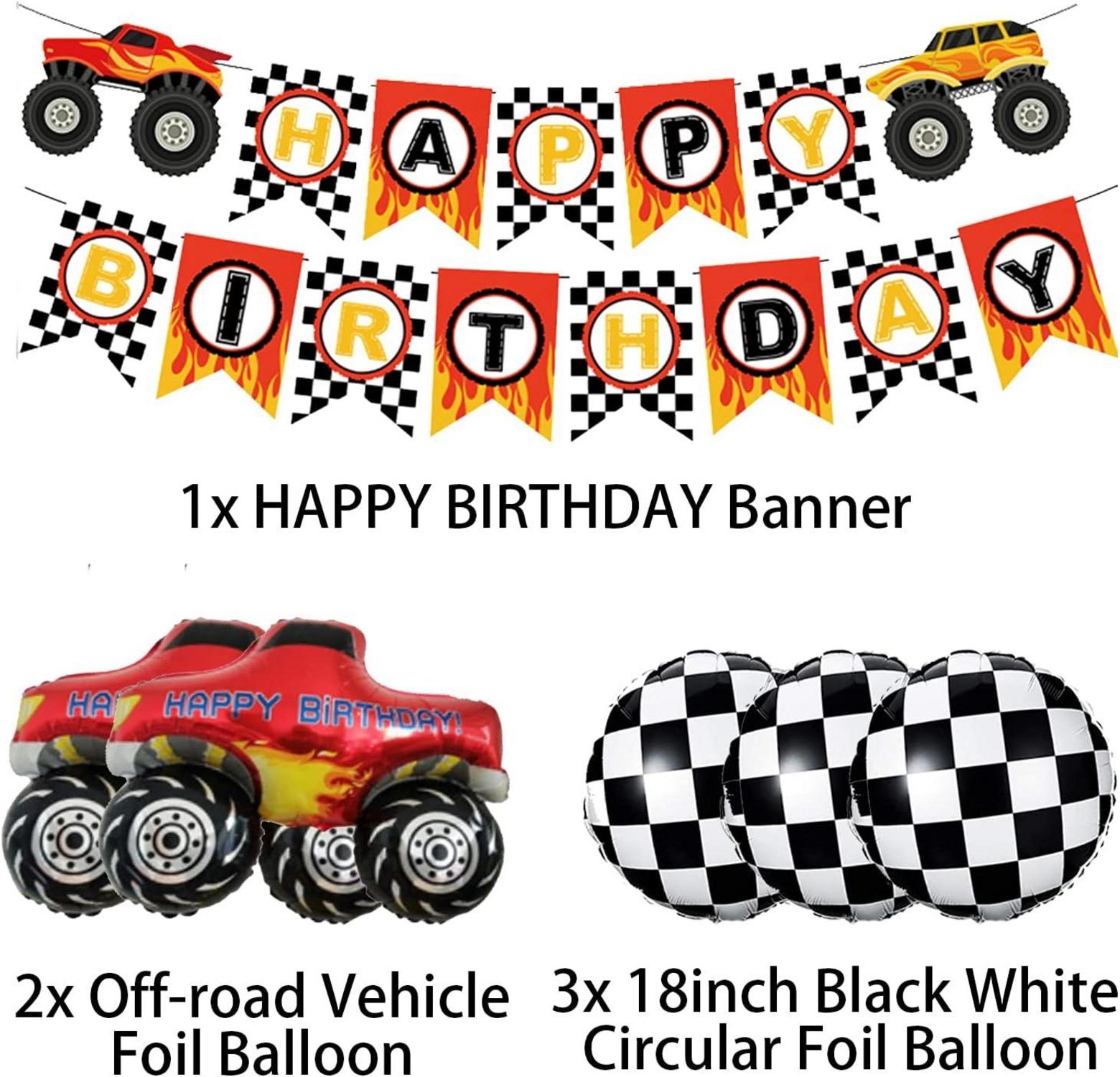 Rennwagen Geburtstagsfeier Dekoration Set mit Banner und Cake Topper