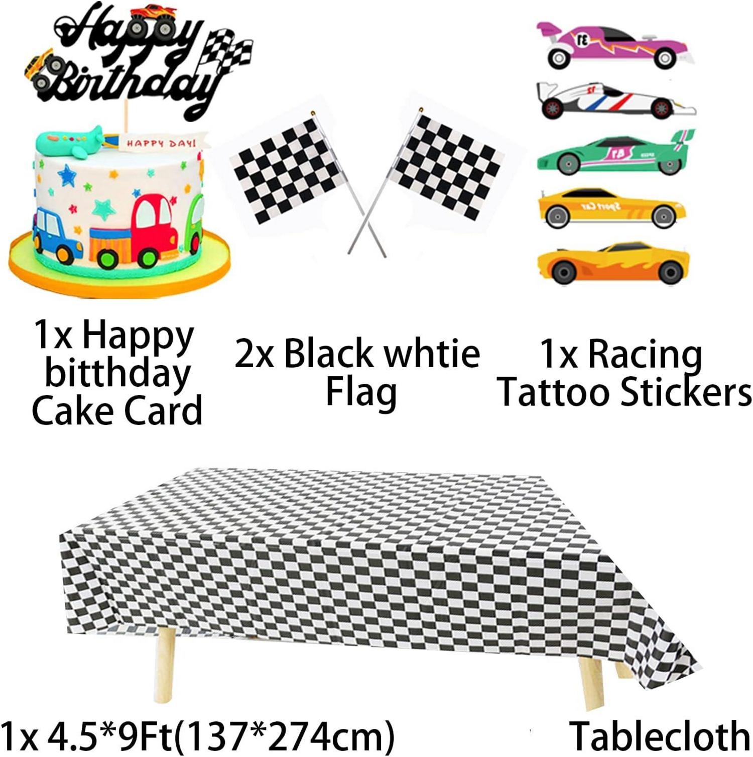 Rennwagen Geburtstag Party Deko Set mit Truck Ballons & Cake Topper