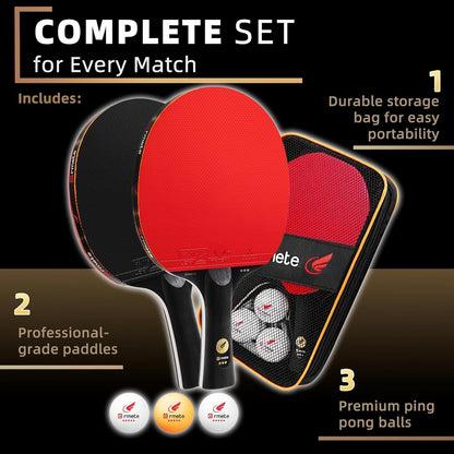 Tischtennis Set 2 Profi Schläger 3 Bälle Tragetasche