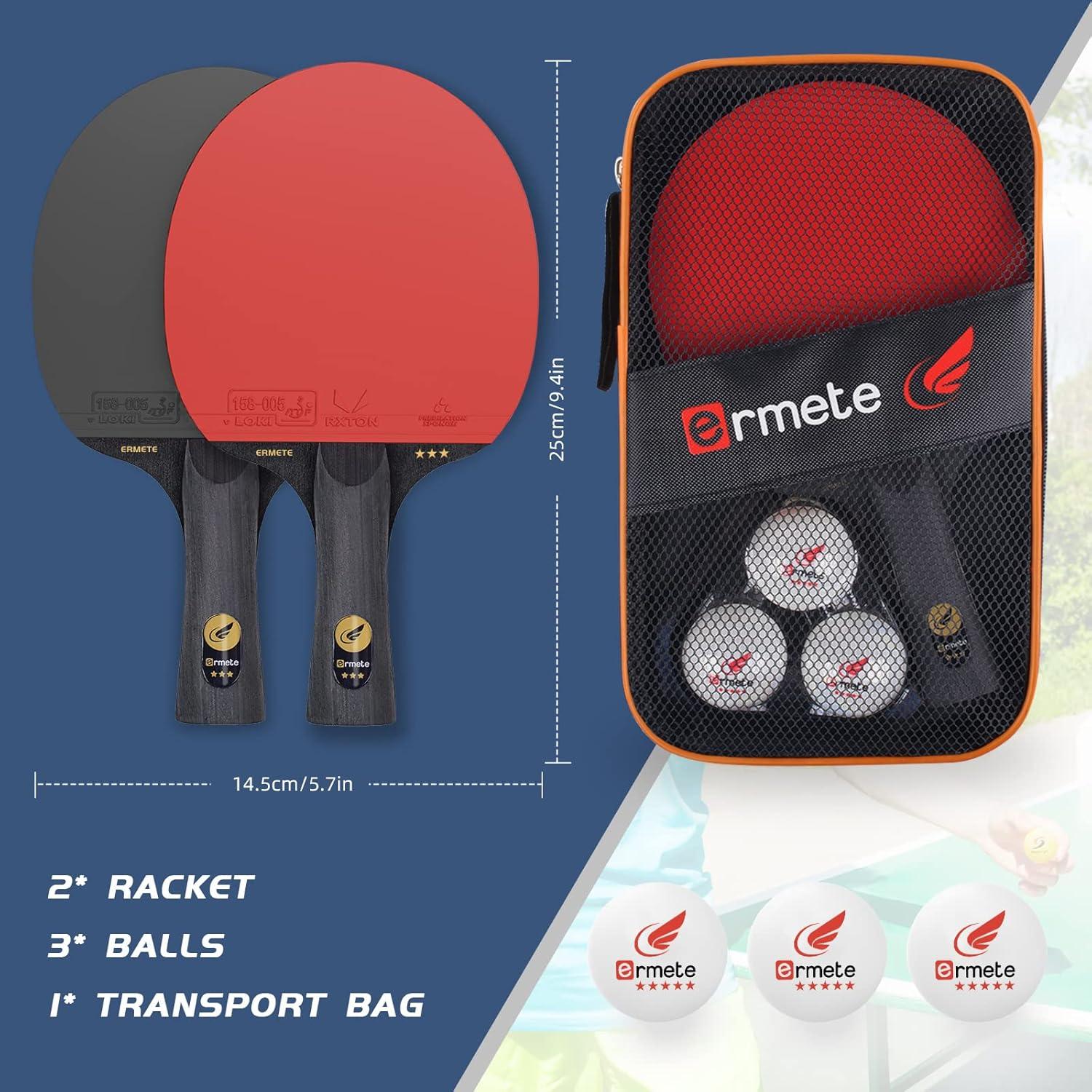 Tischtennis Set 2 Profi Schläger 3 Bälle Tragetasche