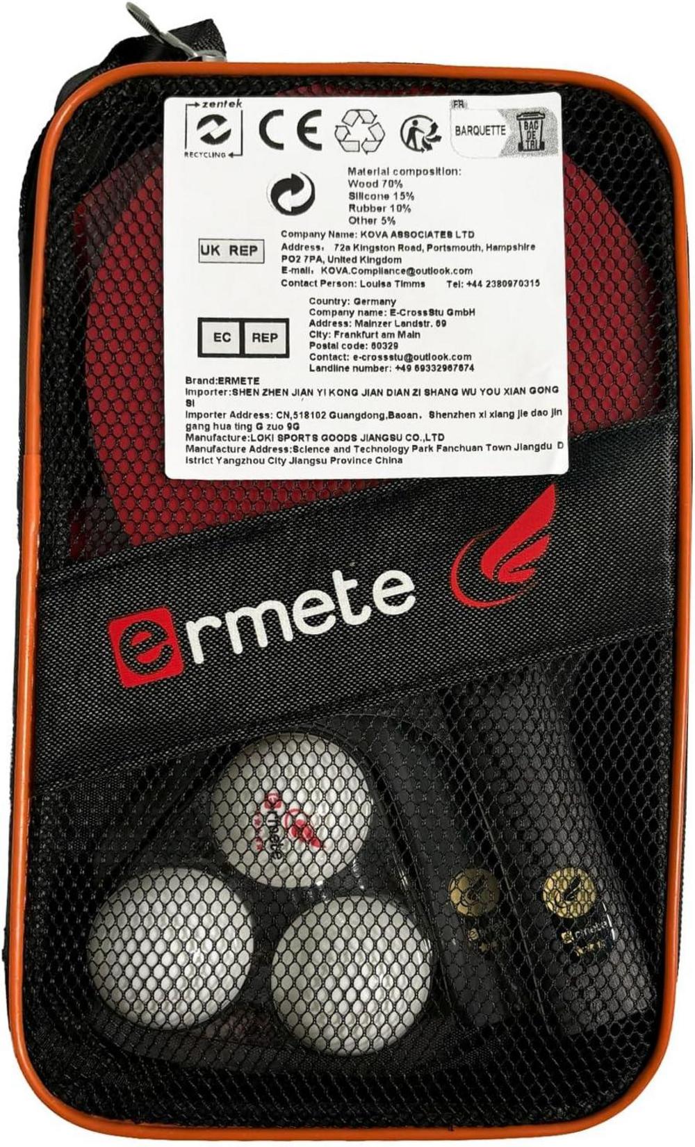 Tischtennis Set: 2 Tischtennisschläger Profi, 3 Bälle, Tragetasche