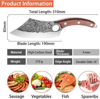 Ausbeinmesser Hackmesser Damast Kochmesser mit Lederhülle OTTO
