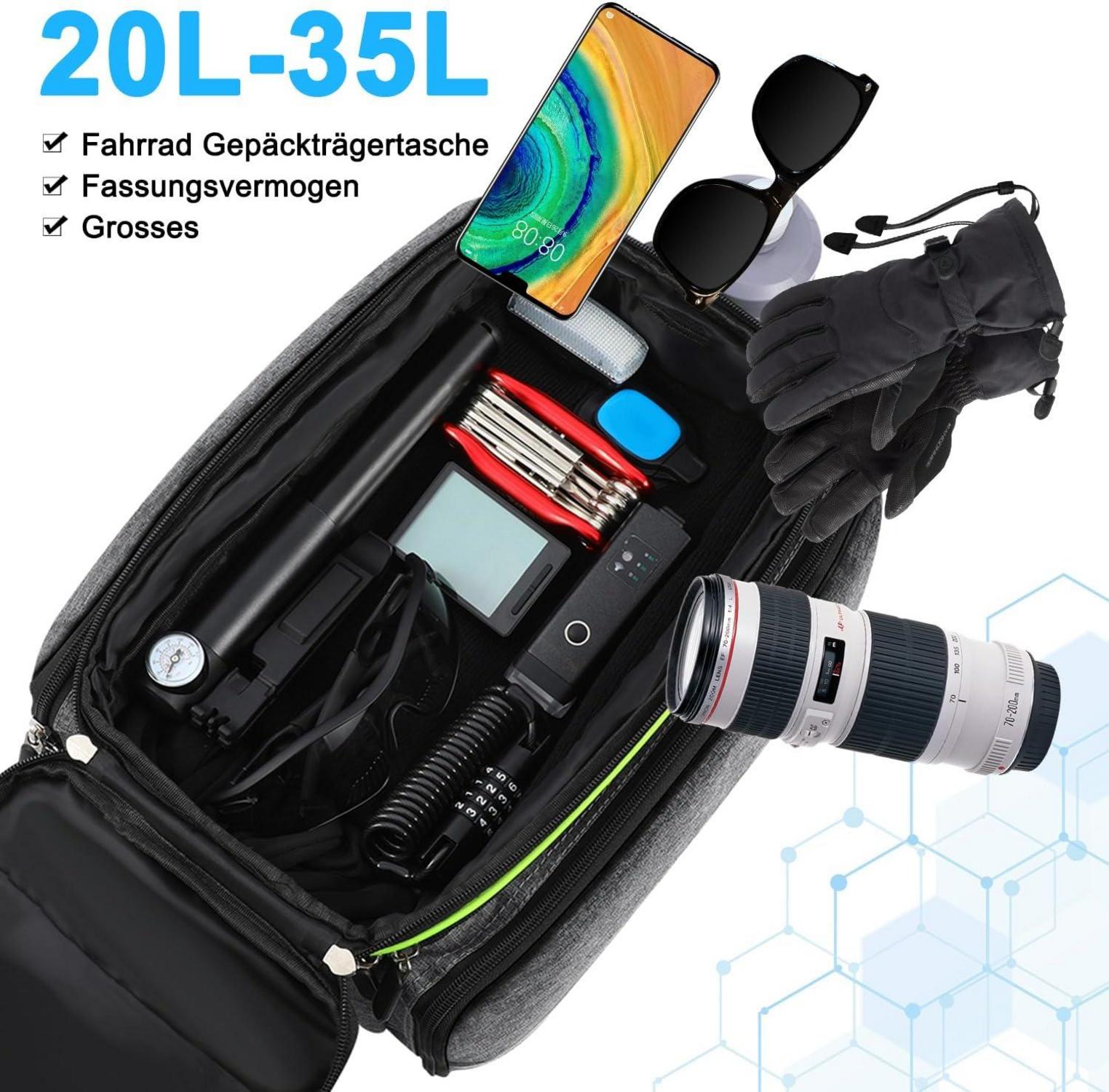 Fahrradtasche Gepäckträger Wasserdicht Trunk Bag 20L-35L Grau