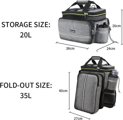 Fahrradtasche Gepäckträger Wasserdicht Trunk Bag Rucksack 20L-35L Grau