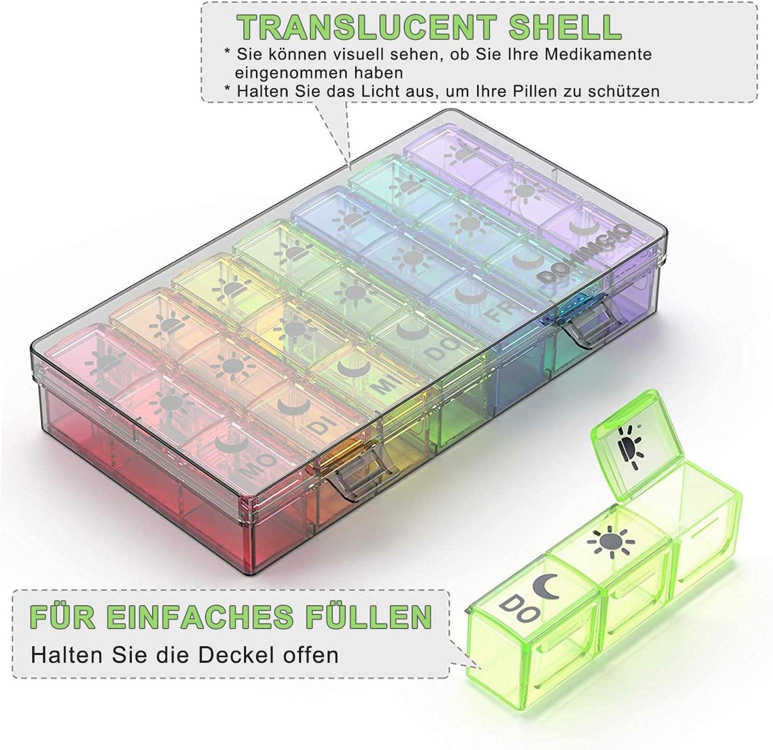 Tablettenbox 7 Tage 3 Fächer Pillendose Morgens Mittags Abends 21