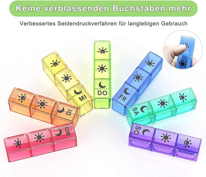 Tablettenbox 7 Tage 3 Fächer Pillendose Schwarz Medikamentendosierer
