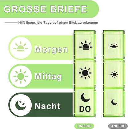 Tablettenbox 7 Tage 3 Fächer Pillendose Medikamentendosierer Schwarz