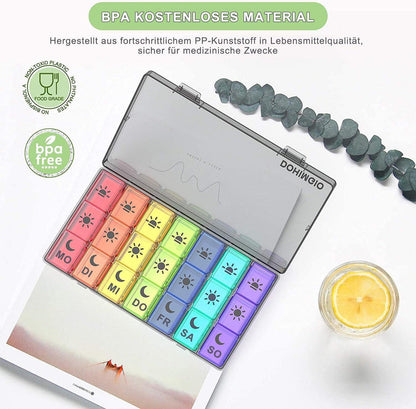 Tablettenbox 7 Tage 3 Fächer Pillendose Medikamentendosierer Schwarz