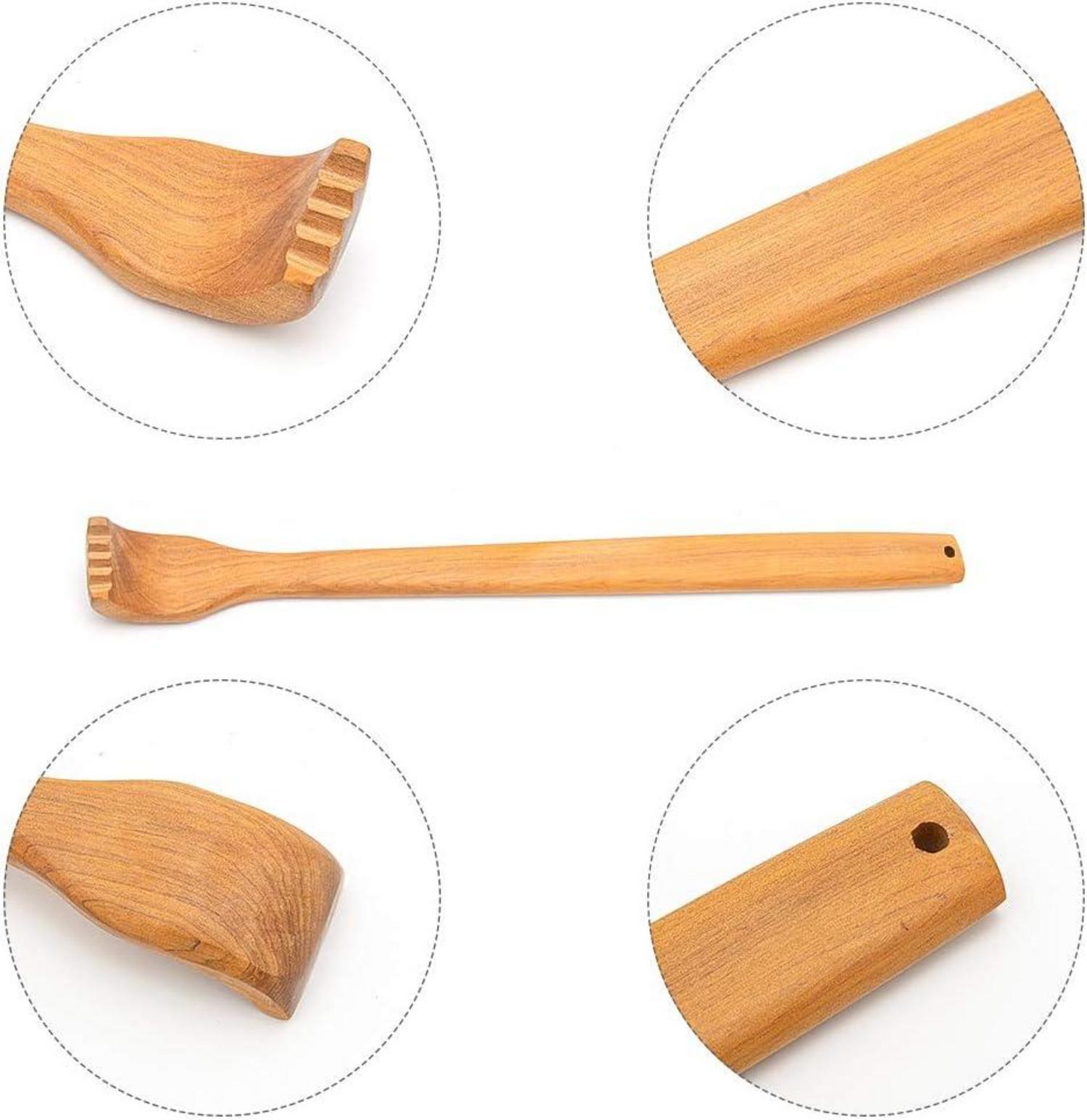 2er Set Holz Rückenkratzer mit langem Griff zur Juckreizlinderung