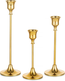 Vintage Kerzenständer Set Gold 3er - Unterschiedliche Größen für